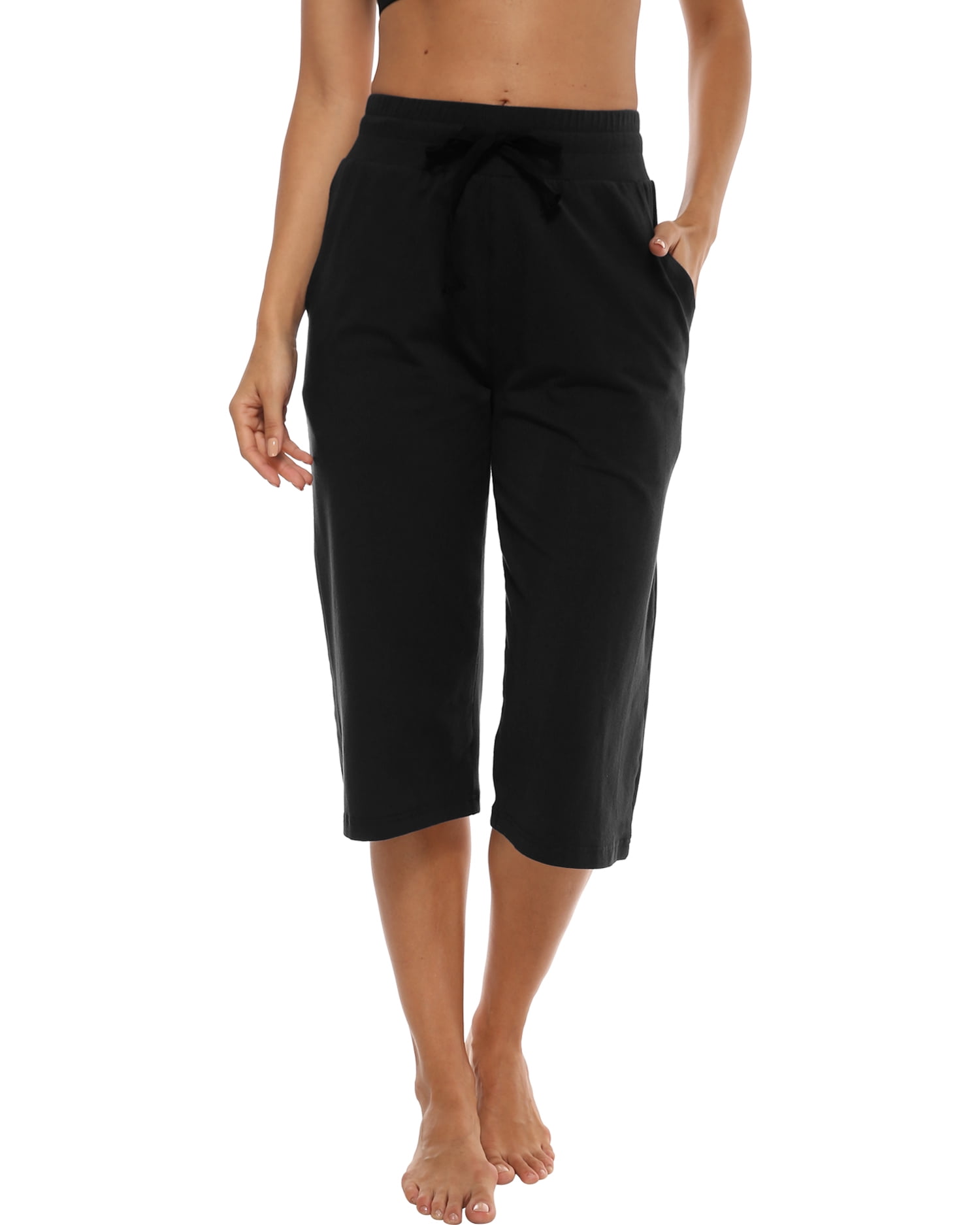 Fashion (Black)Women's Cotton Capri Summer Pants Casual Loose Harem Pants  For Women Knee Length Breeches Women Pants Capris Female Sweatpants WEF @  Best Price Online