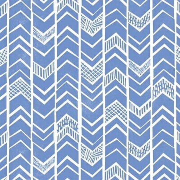 MOD Blocks Blue Chevron Geometric 100% Cotton Fabric Sold by the Yard