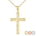 thumbnail image 1 of MOD-CHIC CZ CROSS PENDANT NECKLACE IN GOLD (YELLOW/ROSE/WHITE) :  14K  Pendant with 18" chain, 1 of 1
