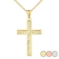thumbnail image 1 of MOD-CHIC DIAMOND CROSS PENDANT NECKLACE IN GOLD(YELLOW/ROSE/WHITE), 1 of 1