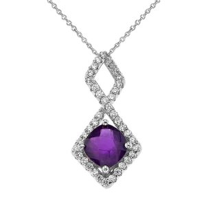 MOD-CHIC INFINITY GENUINE CHECKERBOARD AMETHYST PENDANT NECKLACE IN WHITE GOLD : 10K Pendant with 20" chain