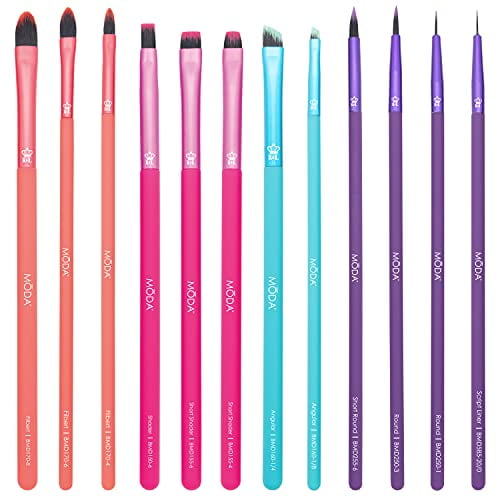 MODA 12pc Bold Artistry Makeup Brush Variety Set, Includes Oval, Flat