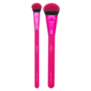 Moda Brush Blur and Blend Duo Pink Makeup Brush Kit, Md Buff and Lg Buff Brushes