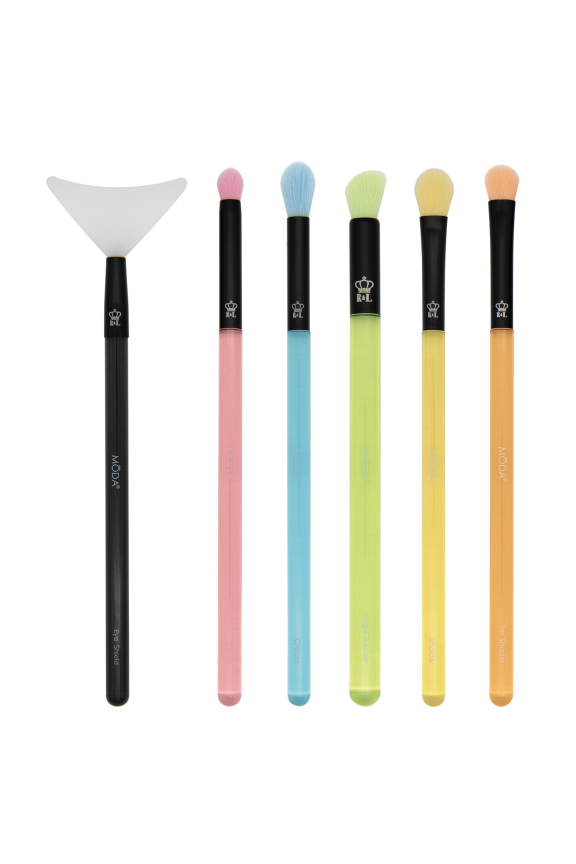 Brush Neon Blend and Defend 6pc Makeup Brush Kit, Includes Eye Shield, Crease, and Detail Brushes