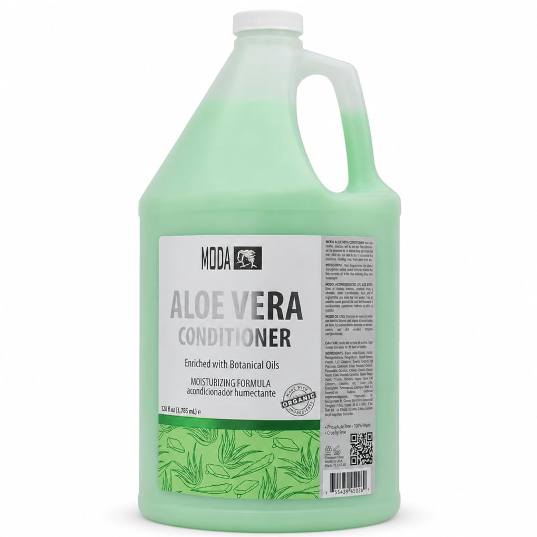MODA - Moisturizing Conditioner for all Hair Types, Aloe Vera, 128 Oz, Professional - Strengthens, Moisturizes, Leaves Hair Soft and Shiny, Adds Volume, Protects Color and Restore