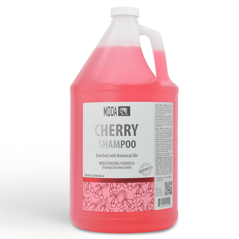 MODA - Moisturizing Shampoo for All Hair Types, Cherry, 128 Oz, Professional - Deeply Cleanses and Conditions, Strengthens, Restores and Shine your Hair