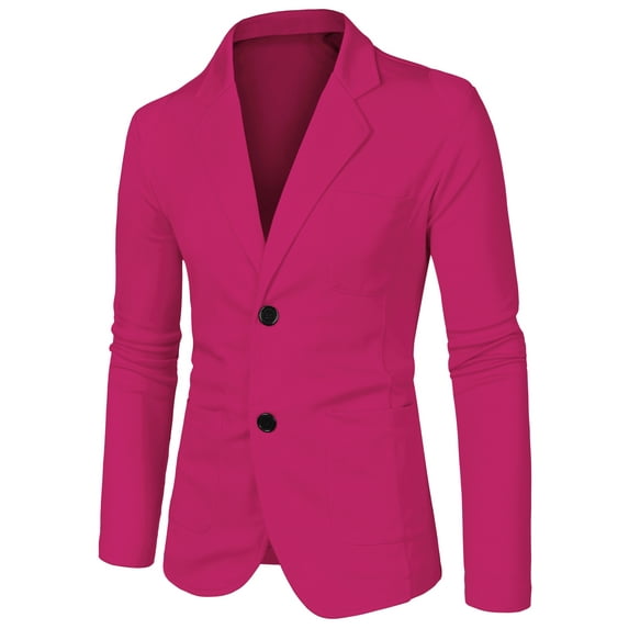 MODA NOVA Big & Tall Men Solid Color Pockets Long Sleeve Knit Blazer Rose Red M