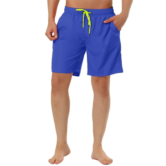 MODA NOVA Big & Tall Men's Beach Shorts Drawstring Swimwear Board Shorts Dark Blue LT(US 36)