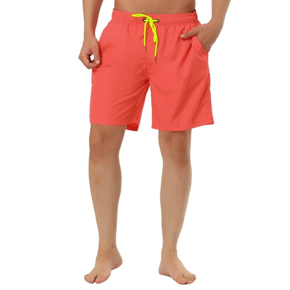 MODA NOVA Big & Tall Men's Beach Shorts Drawstring Swimwear Board Shorts Red LT(US 36)