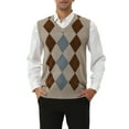 thumbnail image 1 of MODA NOVA Big & Tall Men's Casual Argyle Vest Sweater Slim Fit Knit Pullover Beige LT, 1 of 5