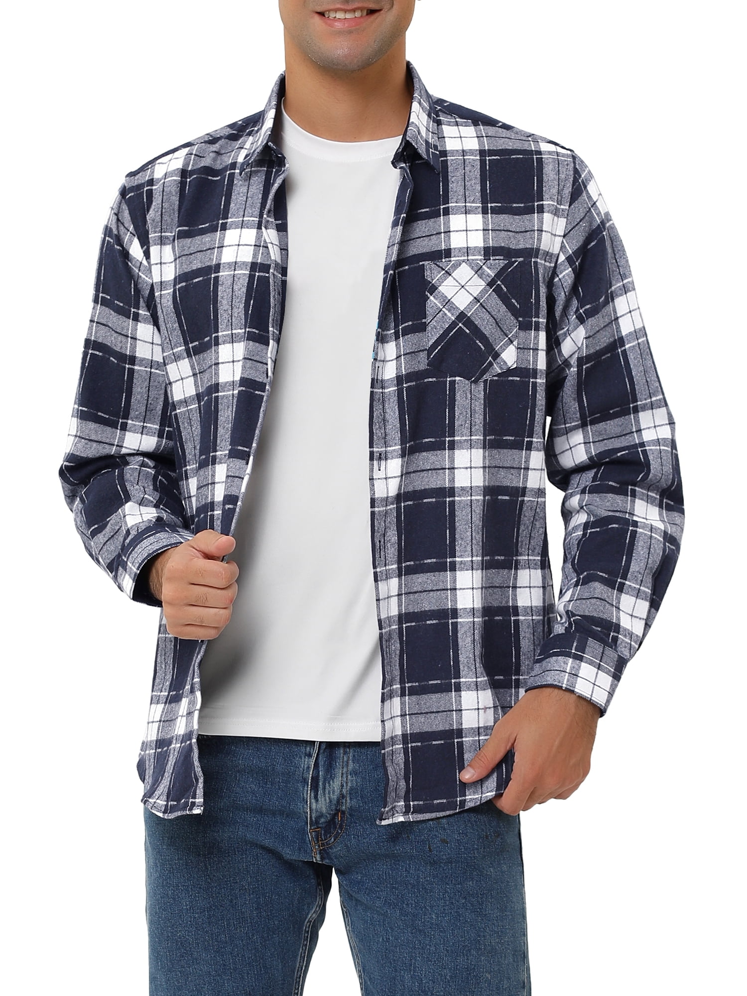 MODA NOVA Big & Tall Men's Casual Long Sleeve Button Down Plaid Flannel