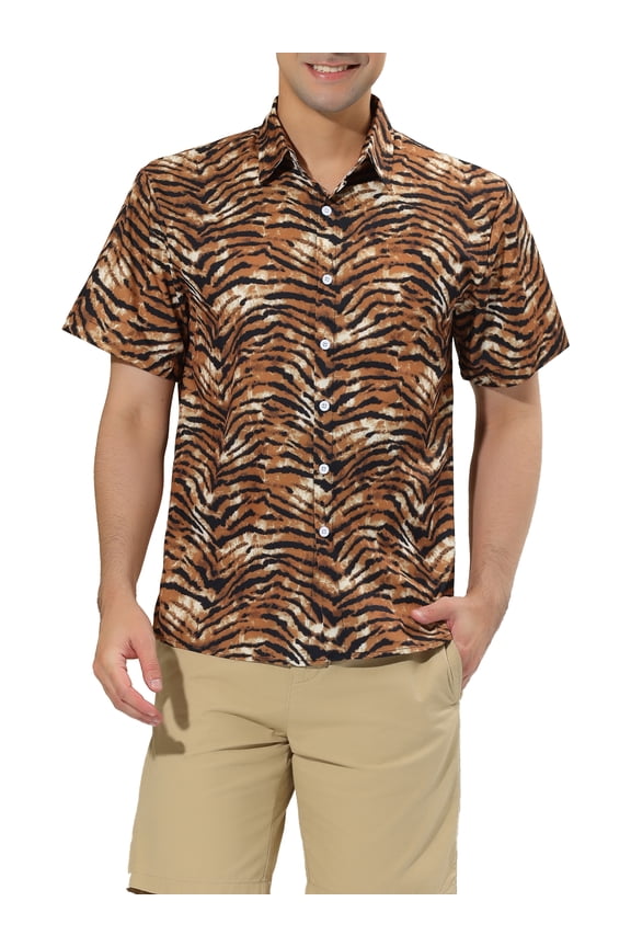 Big & Tall Men's Casual Summer Animal Printed Button Down Shirts