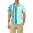 thumbnail image 1 of MODA NOVA Big & Tall Men's Color Block Short Sleeve Button Striped Shirts Mint LT, 1 of 5