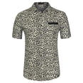 thumbnail image 1 of MODA NOVA Big & Tall Men's Contrast Pocket Short Sleeve Button Down Shirt Beige Black XXL, 1 of 5