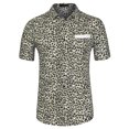 thumbnail image 1 of MODA NOVA Big & Tall Men's Contrast Pocket Short Sleeve Button Down Shirt Beige White M, 1 of 5
