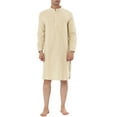 thumbnail image 1 of MODA NOVA Big & Tall Men's Cotton Bathrobe Long Sleeve Nightgowns Dress Khaki S, 1 of 4