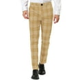 thumbnail image 1 of MODA NOVA Big & Tall Men's Dress Plaid Pants Formal Printed Business Trousers Khaki LT(US 34), 1 of 5