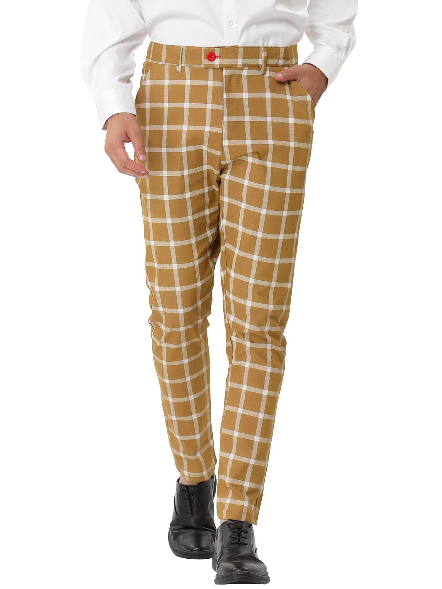 Lars Amadeus Houndstooth Dress Pants for Men's Big and Tall Plaid