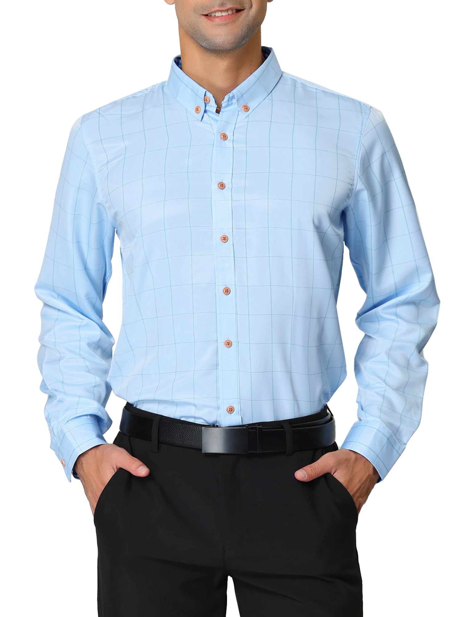 MODA NOVA Big & Tall Men's Dress Plaid Shirt Button Down Long Sleeves