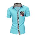 thumbnail image 1 of MODA NOVA Big & Tall Men's Floral Print Pocket Button Down Hawaiian Shirt Sky Blue 38, 1 of 3