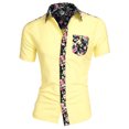 thumbnail image 1 of MODA NOVA Big & Tall Men's Floral Print Pocket Button Down Hawaiian Shirt Yellow 38, 1 of 6