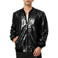 thumbnail image 1 of MODA NOVA Big & Tall Men's Glitter Long Sleeve Zipper up Short Bomber Jacket, 1 of 4