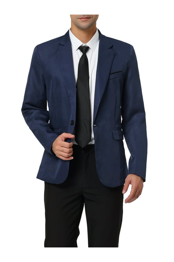 Big & Tall Men's Notched Lapel One Button Dress Business Blazer Navy Blue 2XLT