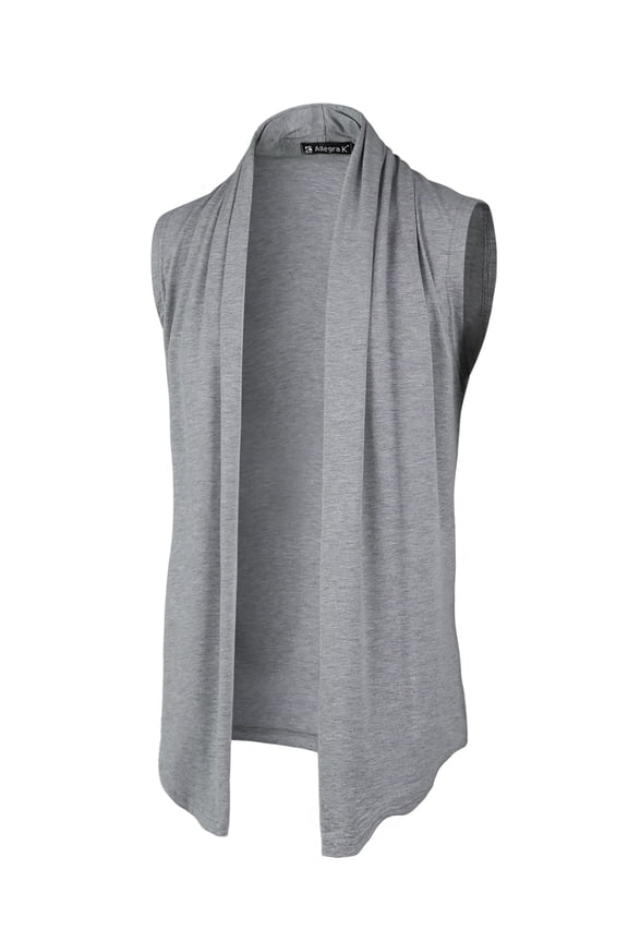 Big & Tall Men's Open Front irregular Hem Cardigan Vest Gray LT