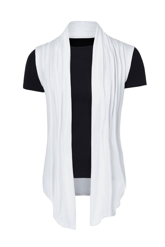 Big & Tall Men's Open Front irregular Hem Cardigan Vest White LT