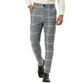 thumbnail image 1 of MODA NOVA Big & Tall Men's Plaid Dress Pants Slim Fit Checked Printed Pants Gray LT(US 36), 1 of 5