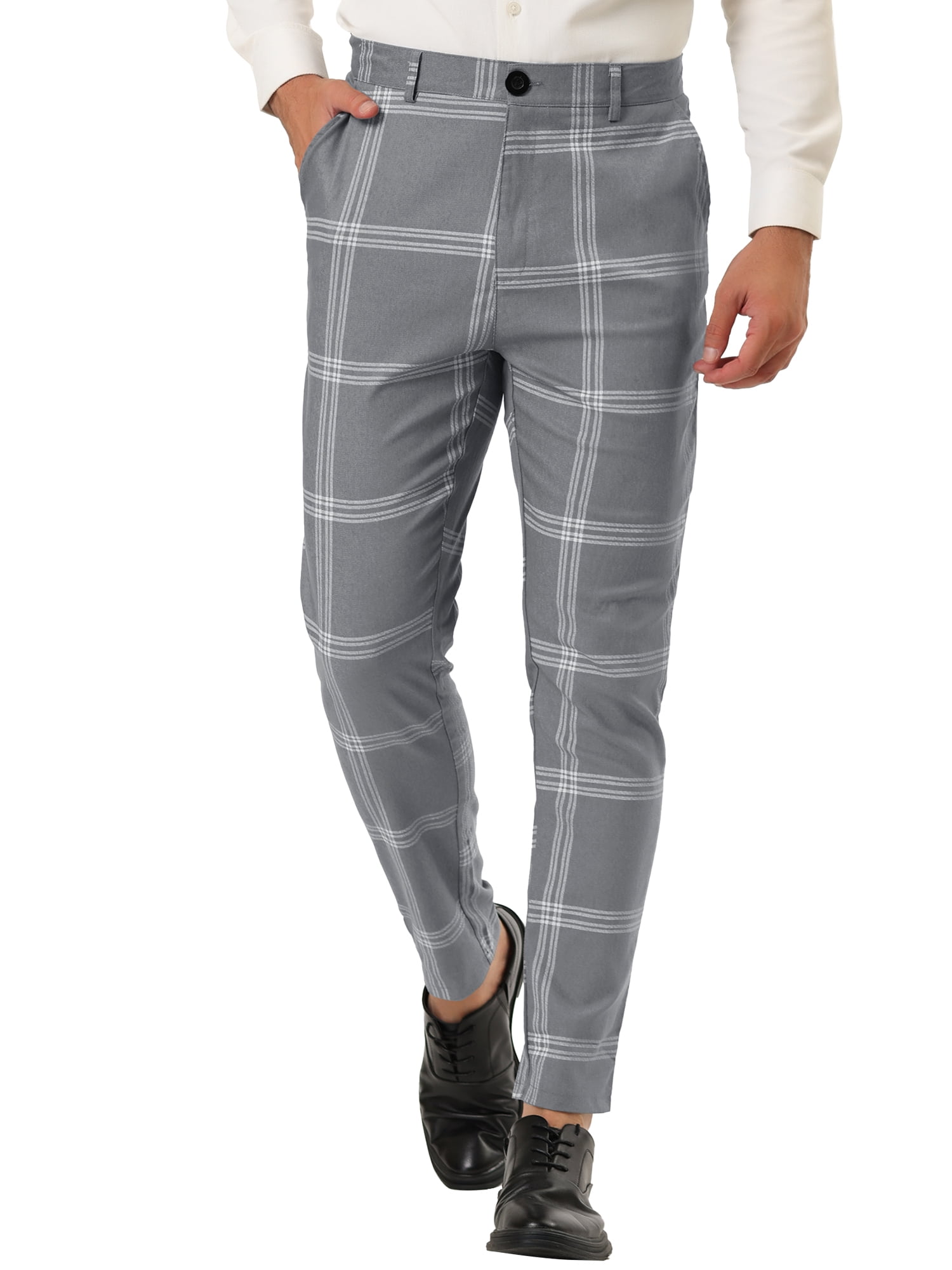 GentWith Empire Gray Slim Fit Plaid Pants