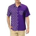 thumbnail image 1 of MODA NOVA Big & Tall Men's Polka Dots Button Down Patchwork Beach Shirt Purple LT, 1 of 6