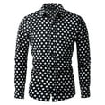 thumbnail image 1 of MODA NOVA Big & Tall Men's Polka Dots Long Sleeve Dress Button Down Shirts Black XL, 1 of 6