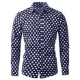 thumbnail image 1 of MODA NOVA Big & Tall Men's Polka Dots Long Sleeve Dress Button Down Shirts Navy Blue XL, 1 of 6