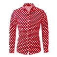 thumbnail image 1 of MODA NOVA Big & Tall Men's Polka Dots Long Sleeve Dress Button Down Shirts Red L, 1 of 6