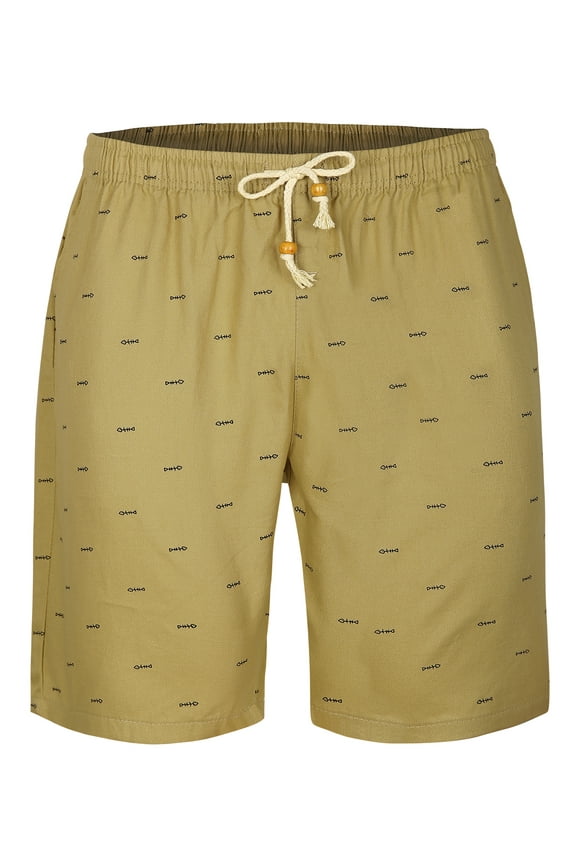 Big & Tall Men's Printed Summer Drawstring Beach Board Shorts Khaki 36