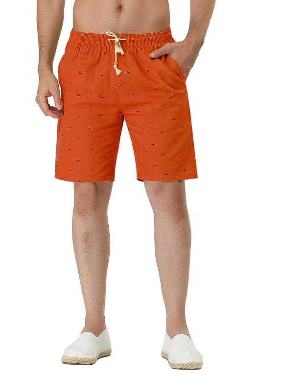 Big & Tall Men's Printed Summer Drawstring Beach Board Shorts Orange 36