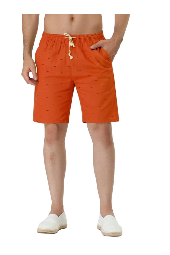 Big & Tall Men's Printed Summer Drawstring Beach Board Shorts Orange 36