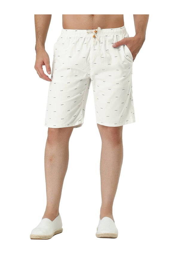 Big & Tall Men's Printed Summer Drawstring Beach Board Shorts White 36