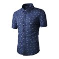 thumbnail image 1 of MODA NOVA Big & Tall Men's Shirts Short Sleeve Button Down Floral Printed Shirt Dark Blue 46, 1 of 7