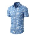 thumbnail image 1 of MODA NOVA Big & Tall Men's Shirts Short Sleeve Button Down Floral Printed Shirt Light Blue Floral Prints 38, 1 of 7