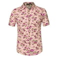 thumbnail image 1 of MODA NOVA Big & Tall Men's Short Sleeve Printed Button Front Beach Hawaiian Shirt Light Pink 34, 1 of 7