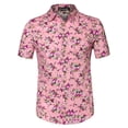thumbnail image 1 of MODA NOVA Big & Tall Men's Short Sleeve Printed Button Front Beach Hawaiian Shirt Pink 34, 1 of 7