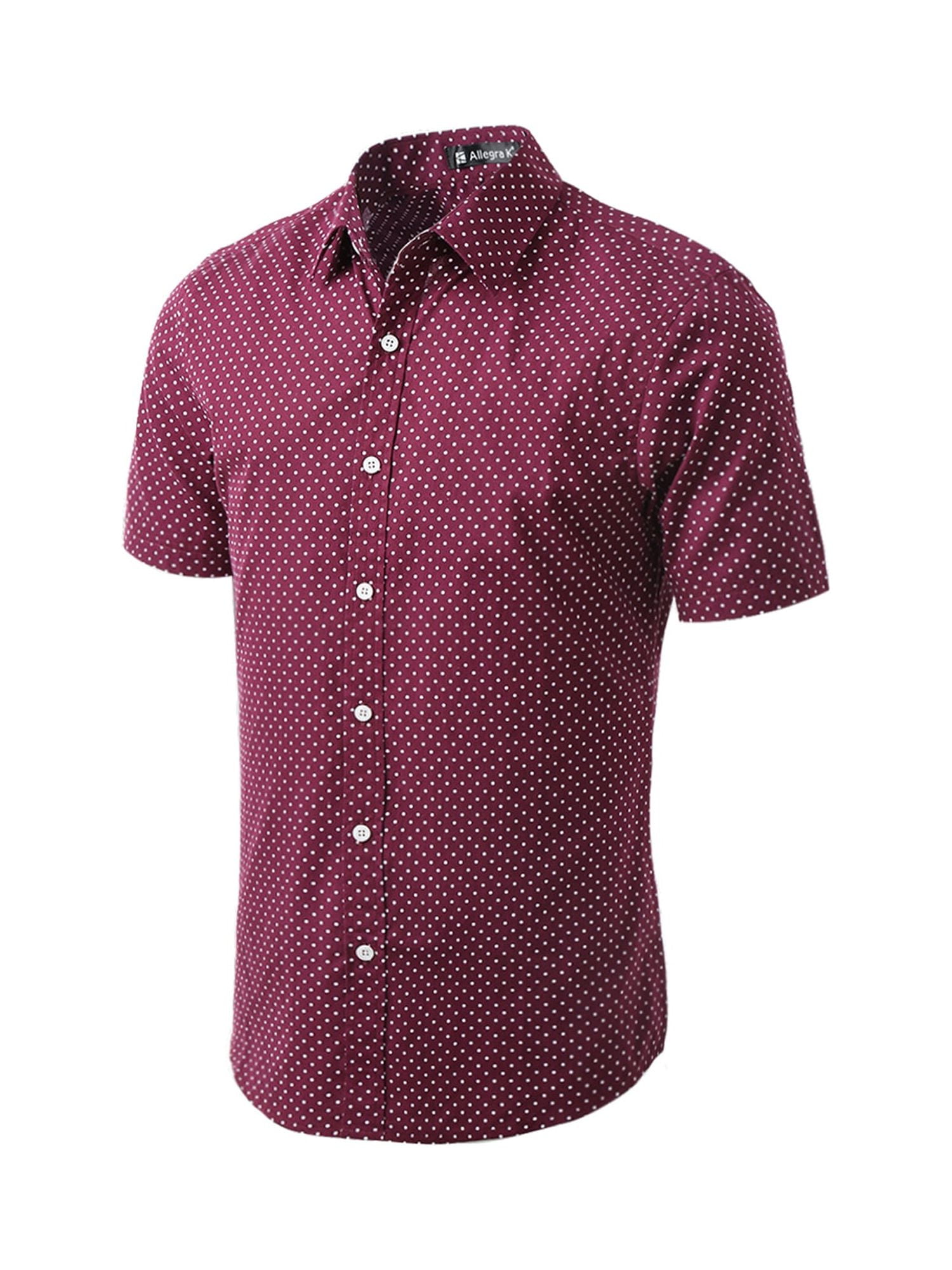 MODA NOVA Big & Tall Men's Short Sleeves Cotton Polka Dots Button up Shirt  Burgundy 38 - Walmart.com