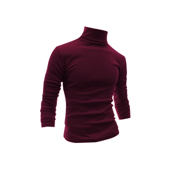 MODA NOVA Big & Tall Men's Solid Color Turtleneck Long Sleeve Pullover Tops Burgundy L(42)