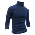 thumbnail image 1 of MODA NOVA Big & Tall Men's Solid Color Turtleneck Long Sleeve Pullover Tops Dark Blue XL(46), 1 of 6