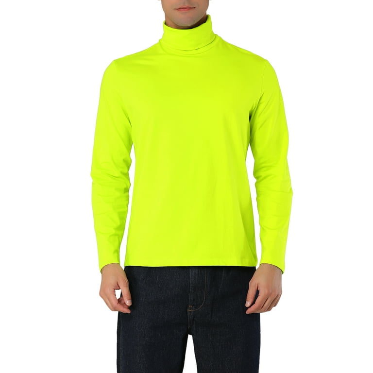 MODA NOVA Big Tall Men s Solid Color Turtleneck Long Sleeve Pullover Tops Green Yellow XL 46 Walmart