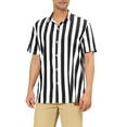 thumbnail image 1 of MODA NOVA Big & Tall Men's Stripe Shirt Short Sleeved Button Down Shirt Black LT, 1 of 6