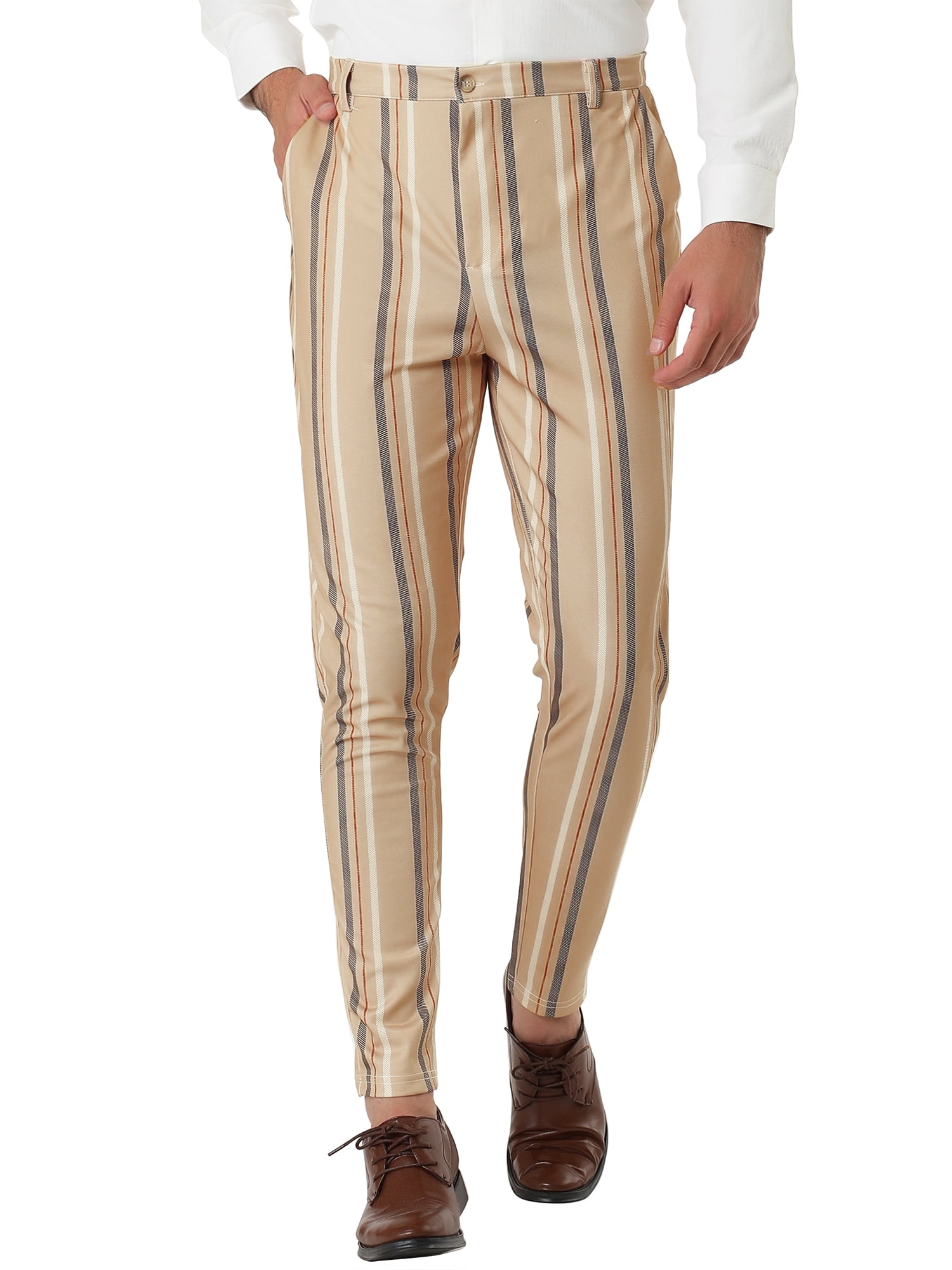 MODA NOVA Big Tall Men s Striped Dress Pants Slim Fit Flat Front
