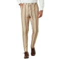 thumbnail image 1 of MODA NOVA Big & Tall Men's Striped Dress Pants Slim Fit Flat Front Trousers Beige 38, 1 of 5